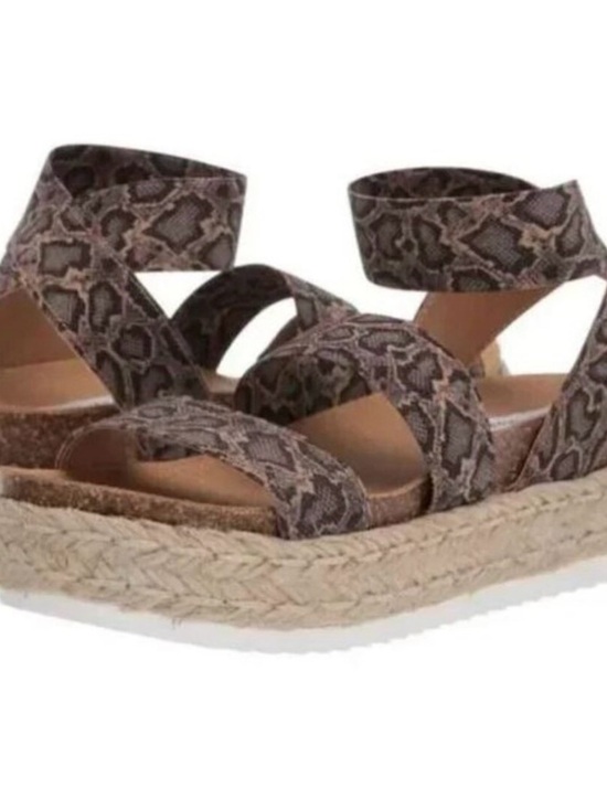 Steve Madden Shoes - Steve Madden Brown Snake-Print Espadrille Wedge Sandals